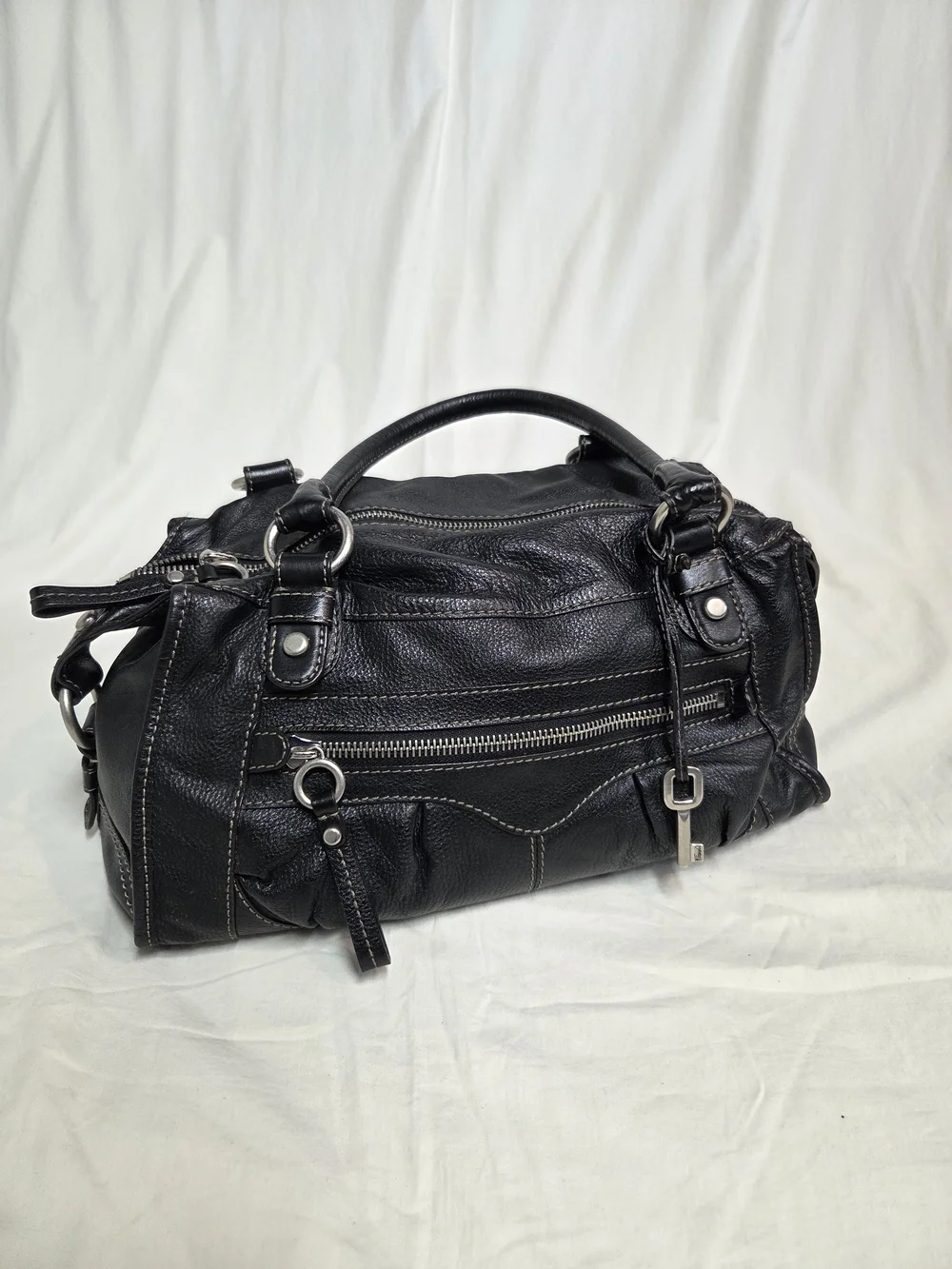 Fossil Black Leather Satchel Handbag